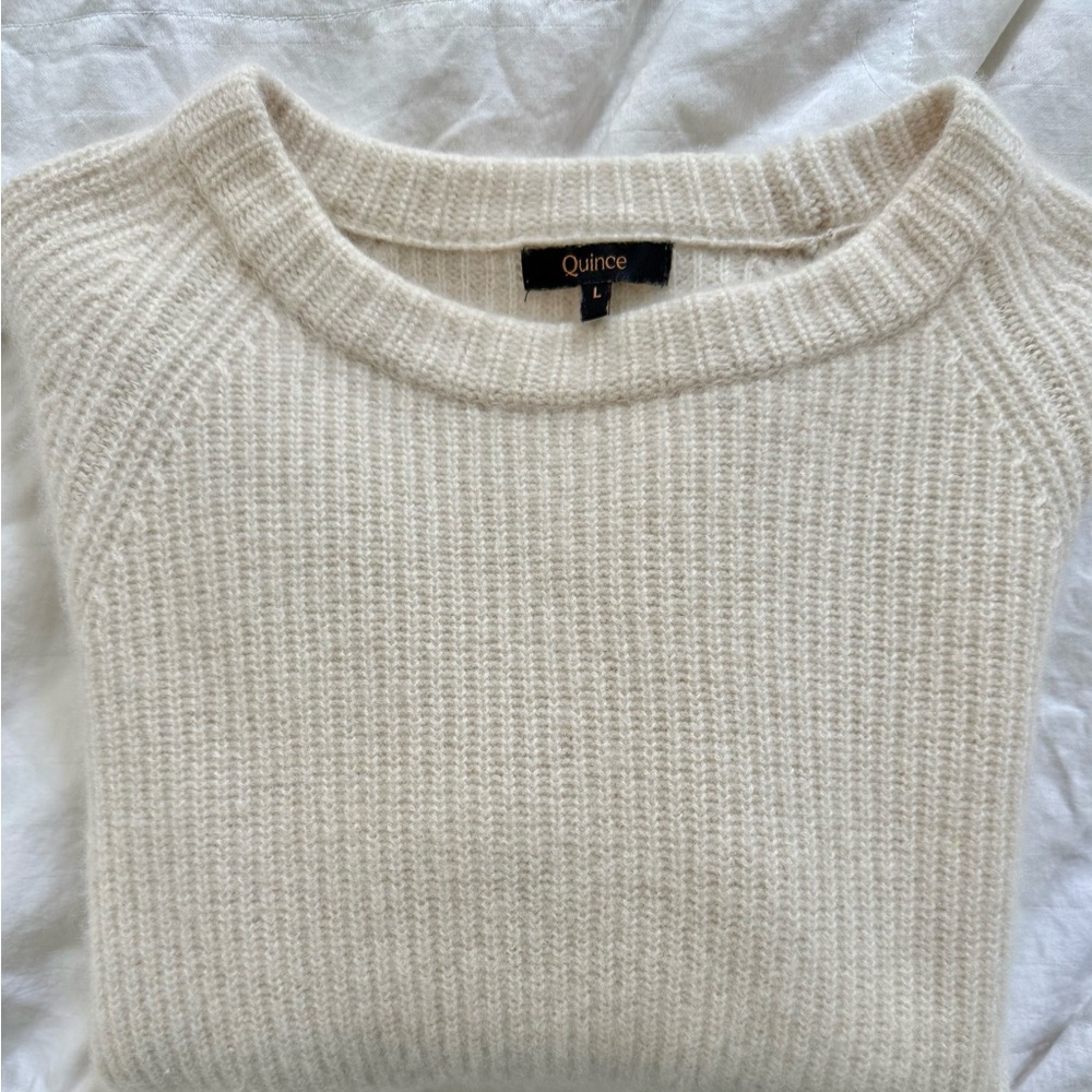 Quince Ivory Fisherman Crewneck Sweater